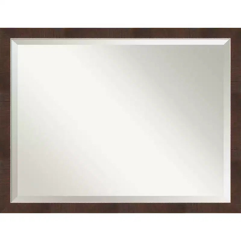 43" x 33" Wildwood Narrow Framed Wall Mirror Brown - Amanti Art: Modern Rectangle Beveled, Polystyrene Frame, No Assembly Required