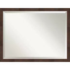 43" x 33" Wildwood Narrow Framed Wall Mirror Brown - Amanti Art: Modern Rectangle Beveled, Polystyrene Frame, No Assembly Required