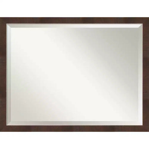 43" x 33" Wildwood Narrow Framed Wall Mirror Brown - Amanti Art: Modern Rectangle Beveled, Polystyrene Frame, No Assembly Required