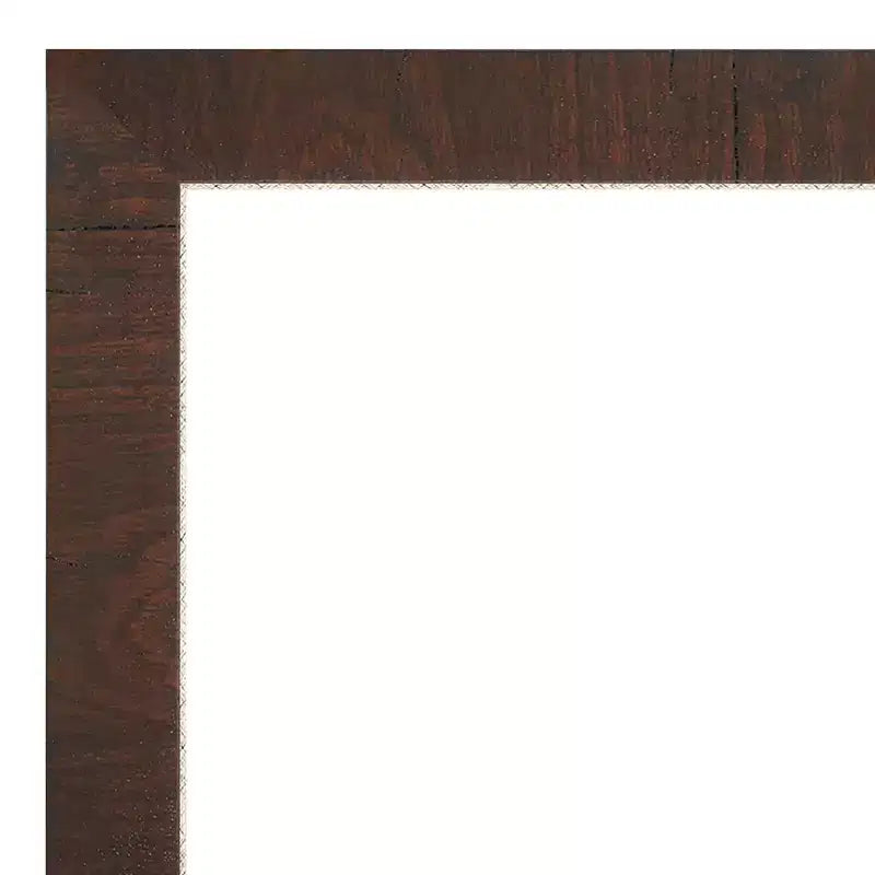 43" x 33" Framed Beveled Wall Mirror, Brown Distressed Finish
