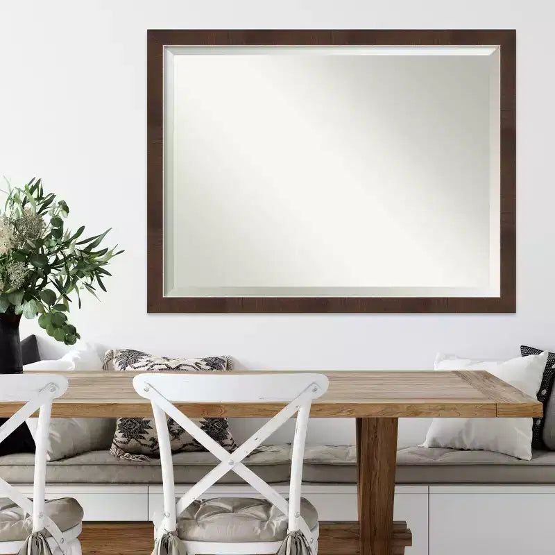 Specchio da parete con cornice 43" x 33", finitura anticata marrone