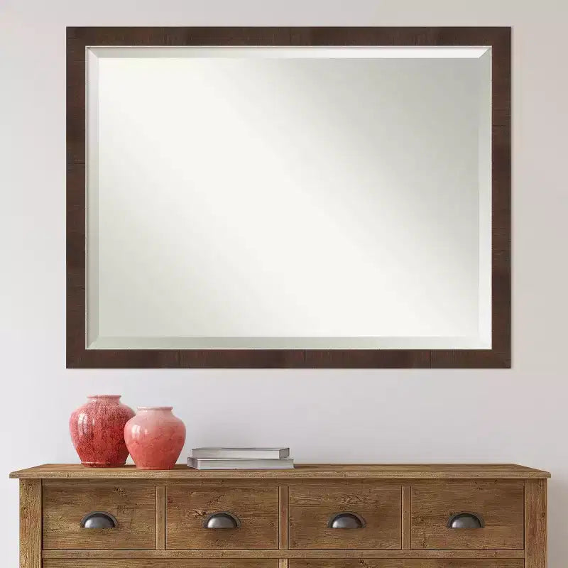Specchio da parete con cornice 43" x 33", finitura anticata marrone