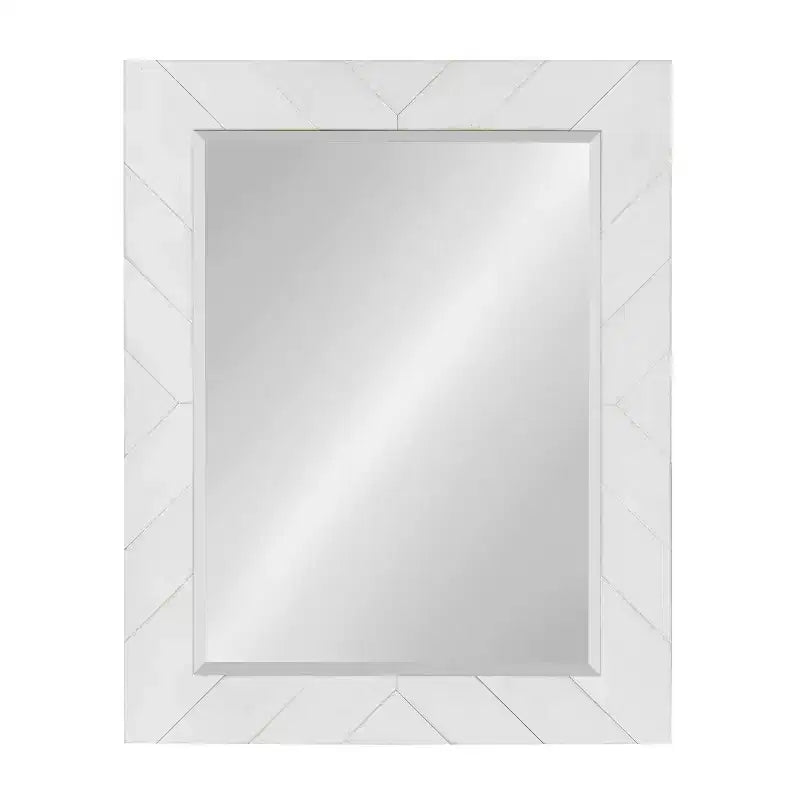 24" x 30" Rost Pieced Wood Framed Wall Mirror White - DesignOvation: Modern Rectangle, No Assembly Required