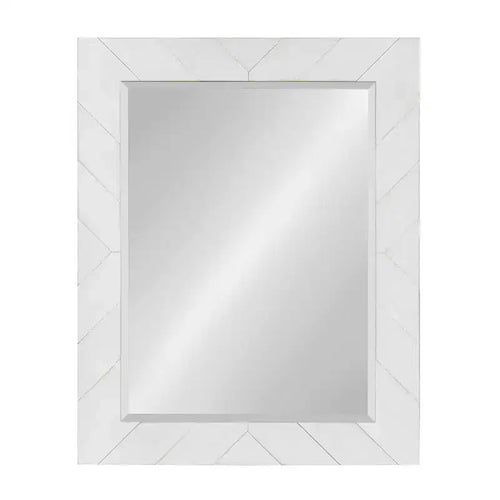 24" x 30" Rost Pieced Wood Framed Wall Mirror White - DesignOvation: Modern Rectangle, No Assembly Required