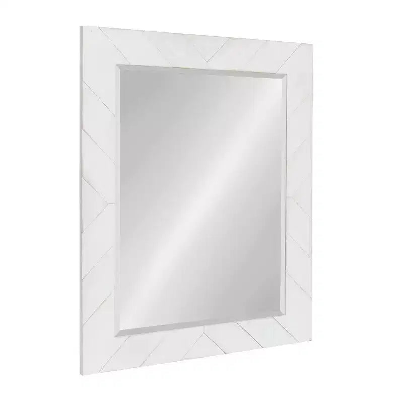 24" x 30" Rustic Pieced Wood Framed Wall Mirror – Rectangle, White