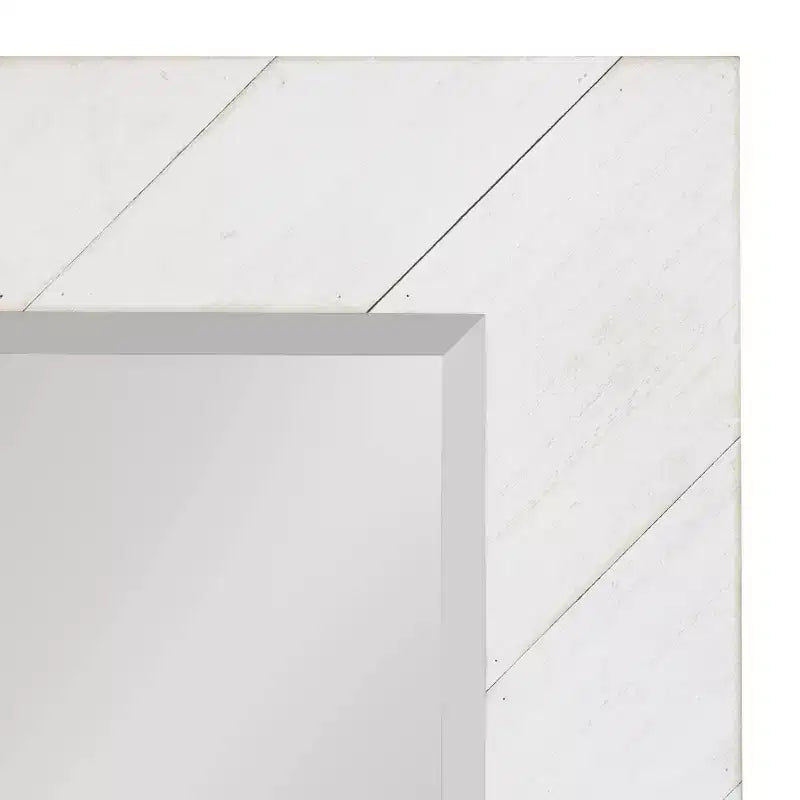 24" x 30" Rustic Pieced Wood Framed Wall Mirror – Rectangle, White