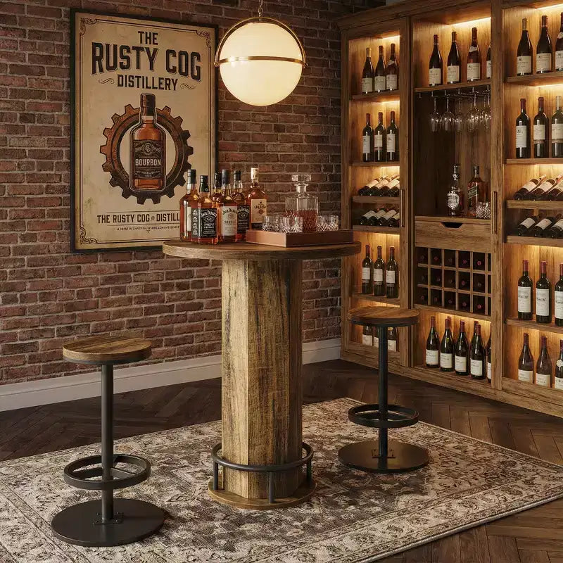 Bistro Pub Table Set with 2 Barstools