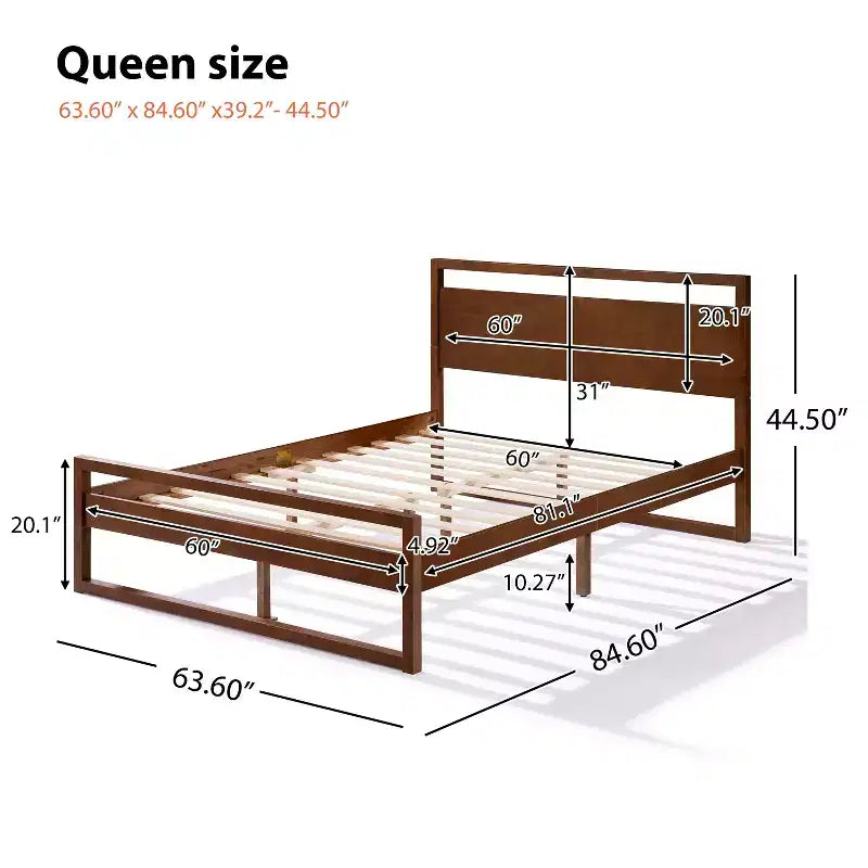 Contemporary Platform Bed with Open Headboard and Footboard