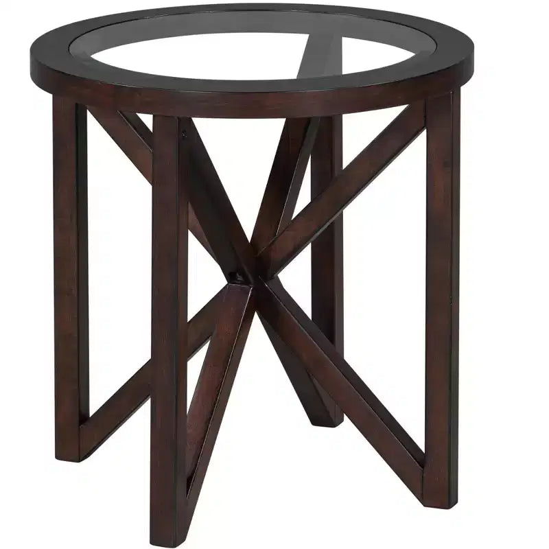 Tavolino da Caffè Rotondo/Ovale con Piano in Vetro Temperato e Base in Legno