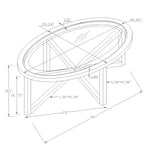 Tavolino da Caffè Rotondo/Ovale con Piano in Vetro Temperato e Base in Legno