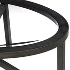 Tavolino da Caffè Rotondo/Ovale con Piano in Vetro Temperato e Base in Legno