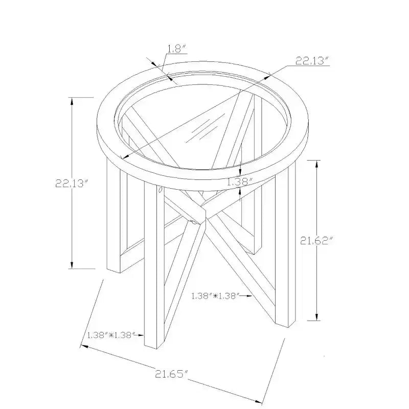 Tavolino da Caffè Rotondo/Ovale con Piano in Vetro Temperato e Base in Legno
