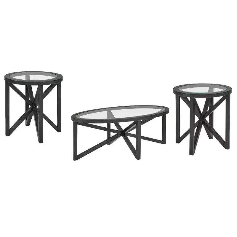 Round/Oval Coffee Table with Tempered Glass Top and Wood Base