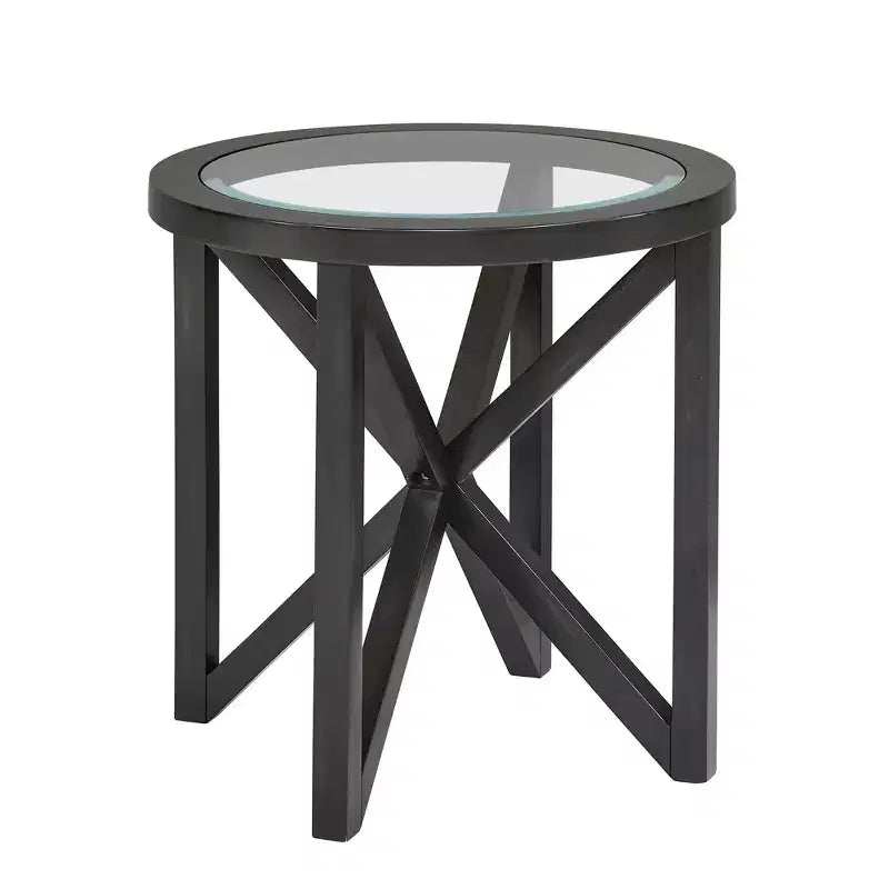Tavolino da Caffè Rotondo/Ovale con Piano in Vetro Temperato e Base in Legno