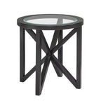 Tavolino da Caffè Rotondo/Ovale con Piano in Vetro Temperato e Base in Legno