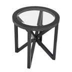Tavolino da Caffè Rotondo/Ovale con Piano in Vetro Temperato e Base in Legno
