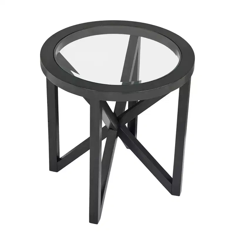 Tavolino da Caffè Rotondo/Ovale con Piano in Vetro Temperato e Base in Legno