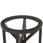 Tavolino da Caffè Rotondo/Ovale con Piano in Vetro Temperato e Base in Legno