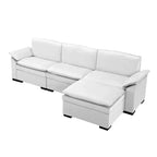 Divano Sezionale a L con Pouf – Rivestimento in Velluto, Struttura in Legno
