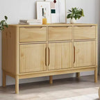 Credenza in legno massello di pino con cassetti e ante