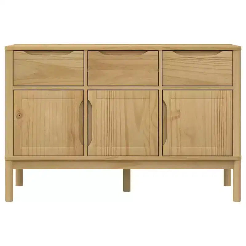 Solid Pine Wood Sideboard with Drawers and Doors