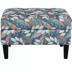 Floral Pattern Storage Ottoman with Birch Wood Legs