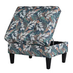 Floral Pattern Storage Ottoman with Birch Wood Legs