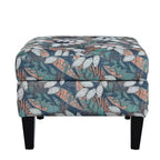 Floral Pattern Storage Ottoman with Birch Wood Legs