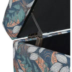 Floral Pattern Storage Ottoman with Birch Wood Legs