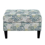 Floral Pattern Storage Ottoman with Birch Wood Legs