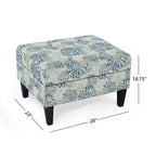 Floral Pattern Storage Ottoman with Birch Wood Legs