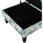 Floral Pattern Storage Ottoman with Birch Wood Legs