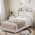 Struttura Letto Singolo con Testiera Imbottita in Velluto a Fascia Laterale, Luci LED e Contenitore