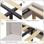 Struttura Letto Singolo con Testiera Imbottita in Velluto a Fascia Laterale, Luci LED e Contenitore