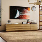 Mobile TV moderno in legno con fasce decorative e cassetti contenitori