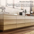 Mobile TV moderno in legno con fasce decorative e cassetti contenitori