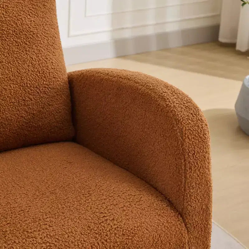 Poltrona a dondolo accentata larga 69 cm con schienale alto e tasca laterale