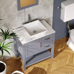 Mobile bagno e lavabo combinati da 76 cm con piano effetto marmo, specchio, rubinetto e scarico