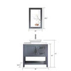 Mobile bagno e lavabo combinati da 76 cm con piano effetto marmo, specchio, rubinetto e scarico