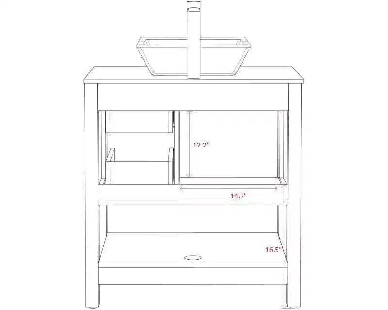 Mobile bagno e lavabo combinati da 76 cm con piano effetto marmo, specchio, rubinetto e scarico