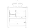 Mobile bagno e lavabo combinati da 76 cm con piano effetto marmo, specchio, rubinetto e scarico