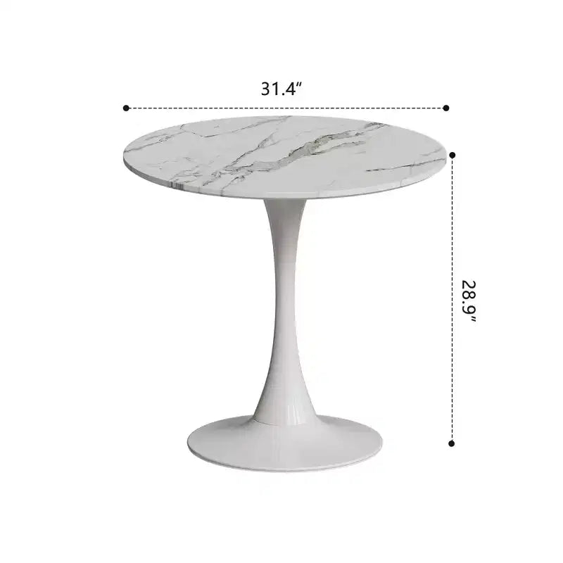 Small Round Dining Table with Metal Base