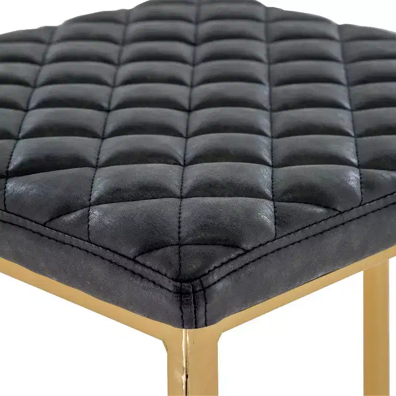 Set of 2 Bar Stools with Gold Metal Frame and Upholstered Seat