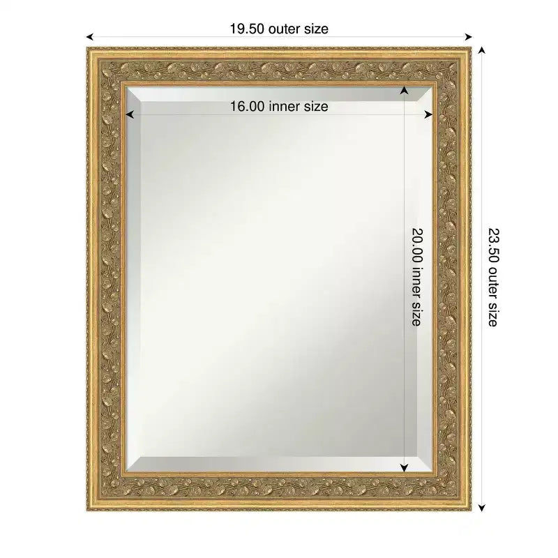 Specchio da Parete per Bagno Carter Dark Gold con Cornice in Legno Smussato