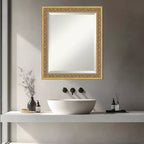 Specchio da Parete per Bagno Carter Dark Gold con Cornice in Legno Smussato