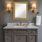 Specchio da Parete per Bagno Carter Dark Gold con Cornice in Legno Smussato