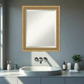 Specchio da Parete per Bagno Carter Dark Gold con Cornice in Legno Smussato