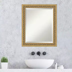 Specchio da Parete per Bagno Carter Dark Gold con Cornice in Legno Smussato