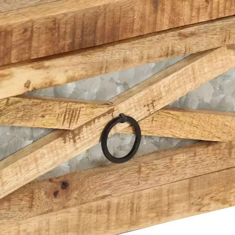Tavolino rettangolare con piano in legno di mango e struttura in acciaio