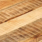 Tavolino rettangolare con piano in legno di mango e struttura in acciaio